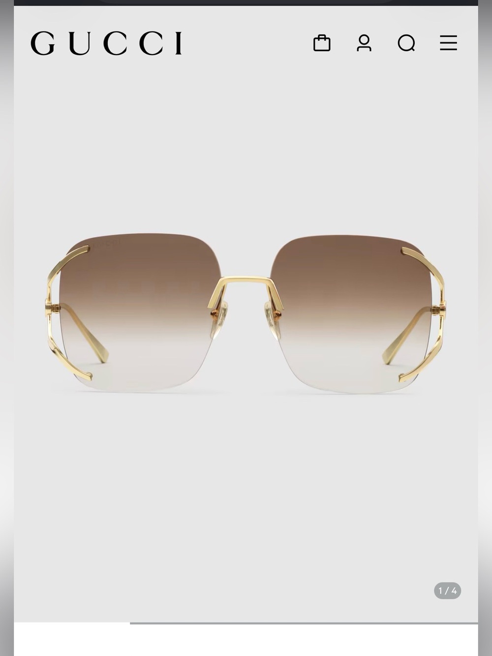 Gucci GG0646S Gold Frame Sunglasses with Brown Gradient Lenses